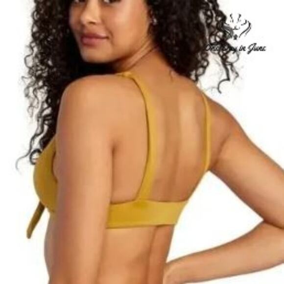 RVCA Tie Front Bralette Bikini Top Size L - Picture 2 of 5